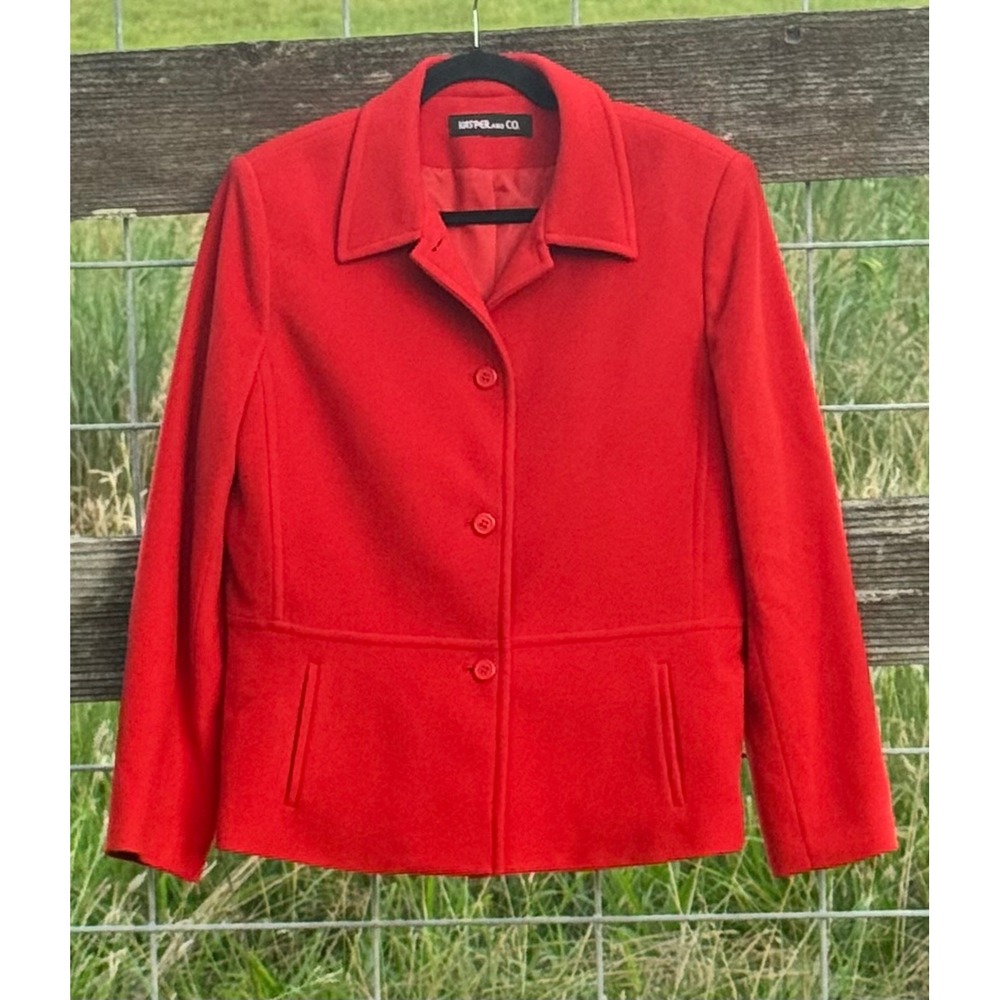 Kasper and Co Womens Coral Wool Blend 3 Button‎ Blazer Jacket Lined Size M